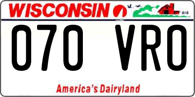 WI license plate 070VRO