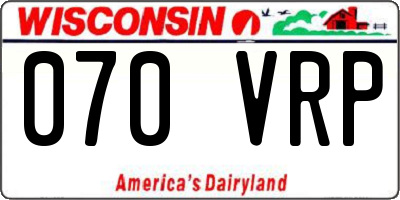 WI license plate 070VRP