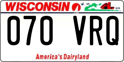 WI license plate 070VRQ