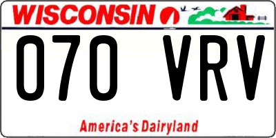 WI license plate 070VRV