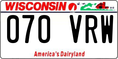 WI license plate 070VRW