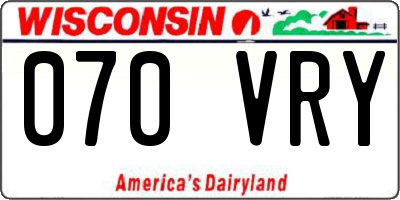 WI license plate 070VRY