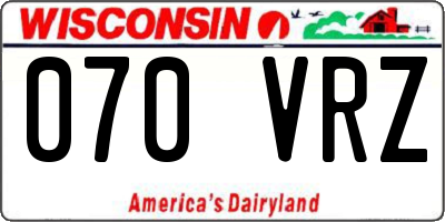 WI license plate 070VRZ