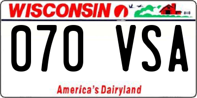 WI license plate 070VSA