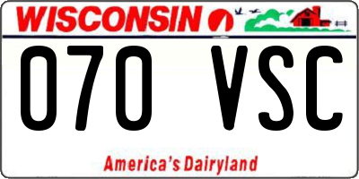 WI license plate 070VSC