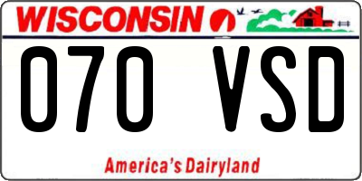 WI license plate 070VSD