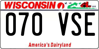 WI license plate 070VSE