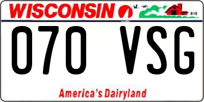WI license plate 070VSG