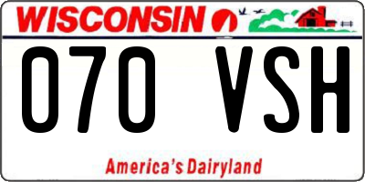 WI license plate 070VSH