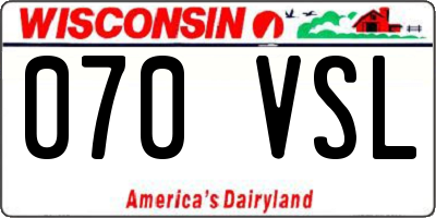 WI license plate 070VSL