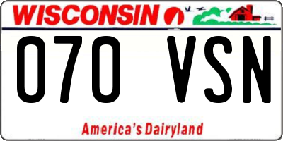 WI license plate 070VSN