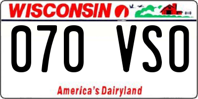 WI license plate 070VSO