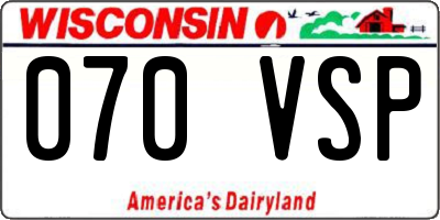 WI license plate 070VSP