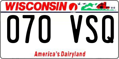 WI license plate 070VSQ