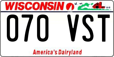 WI license plate 070VST
