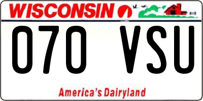 WI license plate 070VSU