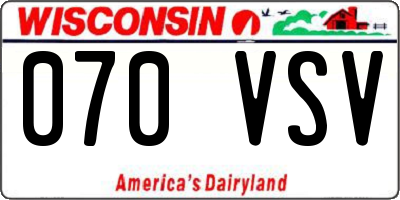 WI license plate 070VSV