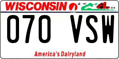 WI license plate 070VSW