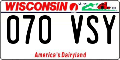 WI license plate 070VSY
