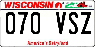 WI license plate 070VSZ
