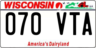 WI license plate 070VTA