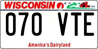 WI license plate 070VTE