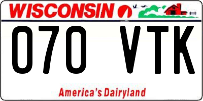 WI license plate 070VTK