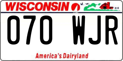 WI license plate 070WJR