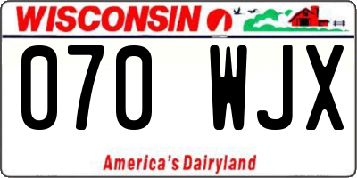 WI license plate 070WJX