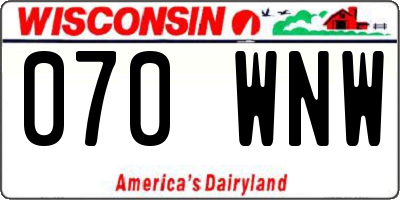 WI license plate 070WNW