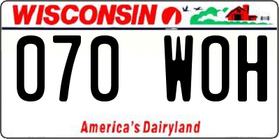 WI license plate 070WOH