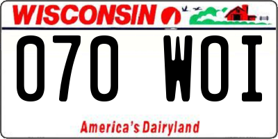 WI license plate 070WOI