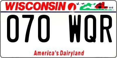 WI license plate 070WQR