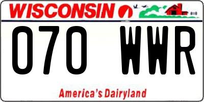 WI license plate 070WWR