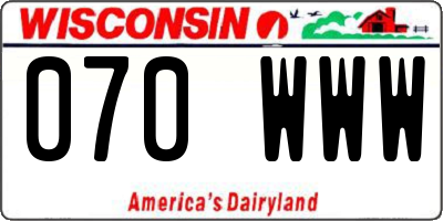 WI license plate 070WWW