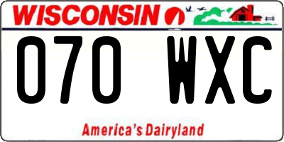 WI license plate 070WXC