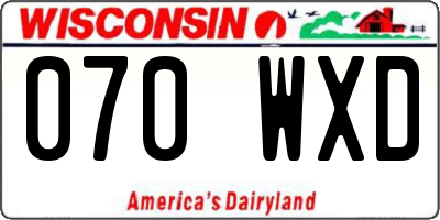 WI license plate 070WXD