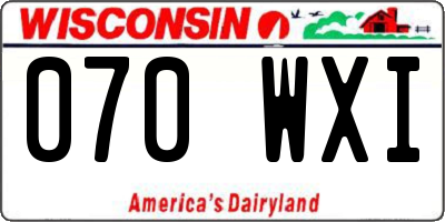 WI license plate 070WXI