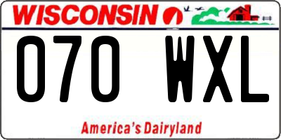 WI license plate 070WXL