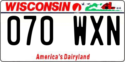 WI license plate 070WXN
