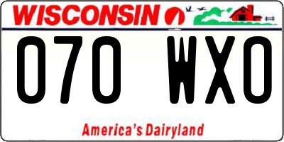 WI license plate 070WXO