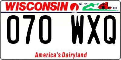 WI license plate 070WXQ