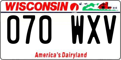 WI license plate 070WXV