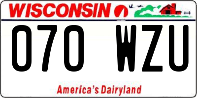 WI license plate 070WZU