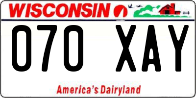 WI license plate 070XAY