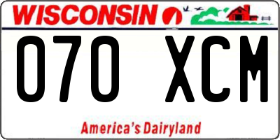 WI license plate 070XCM