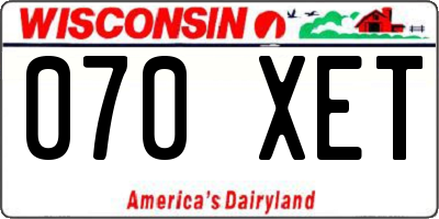 WI license plate 070XET