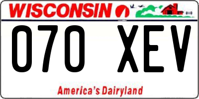 WI license plate 070XEV