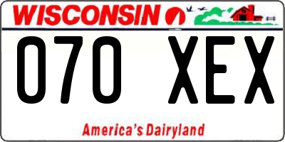 WI license plate 070XEX