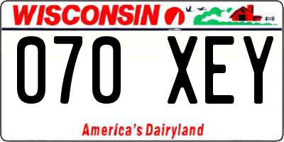 WI license plate 070XEY